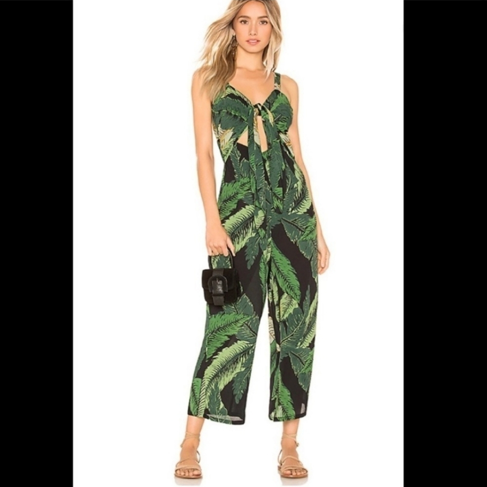 𝅺Beach Riot x Revolve Banana Leaf Palm Vacation Jumpsuit XS